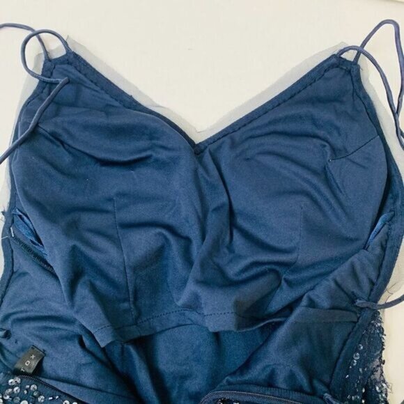 Aidan Mattox Deco Beaded Column Black-Tie Formal Gown Size 10 in Twilight Navy - Picture 10 of 13